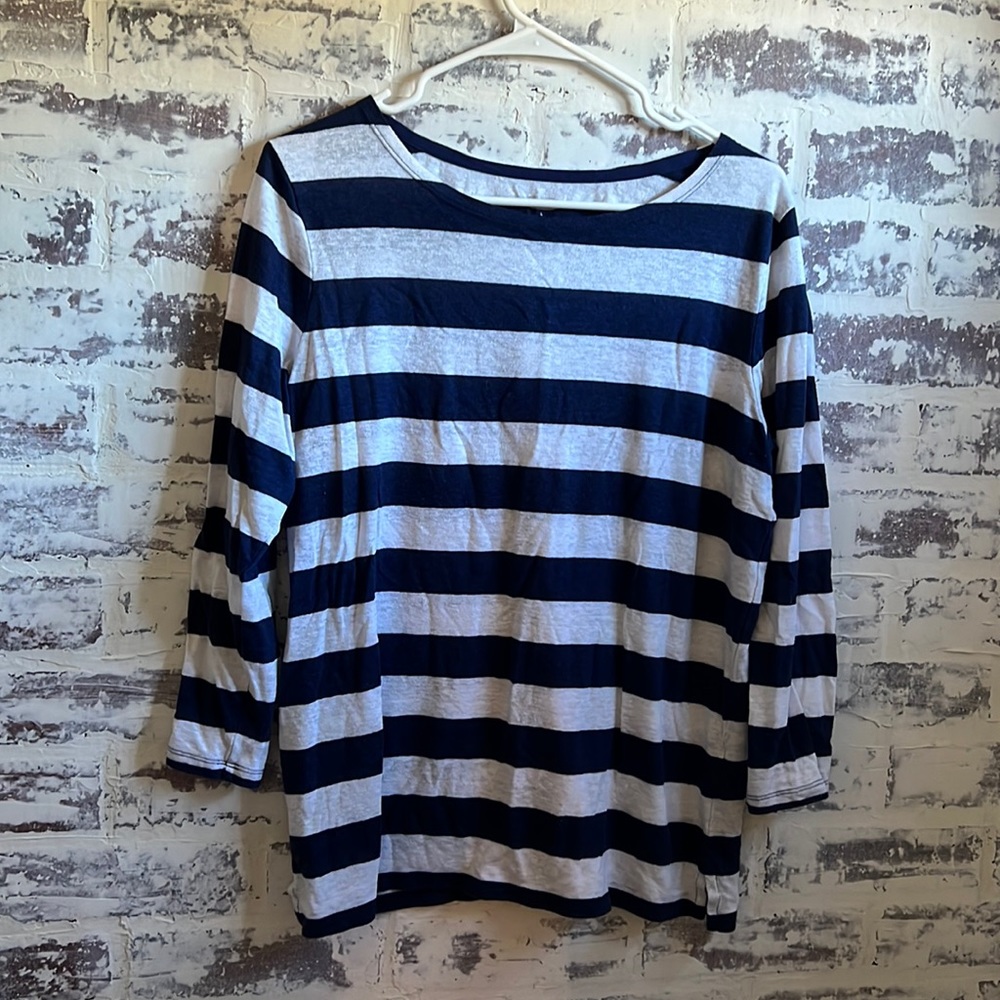 Navy & White Striped Top